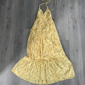 Abercrombie & Fitch Yellow Halter Maxi Floral Dress Size Petite XSmall